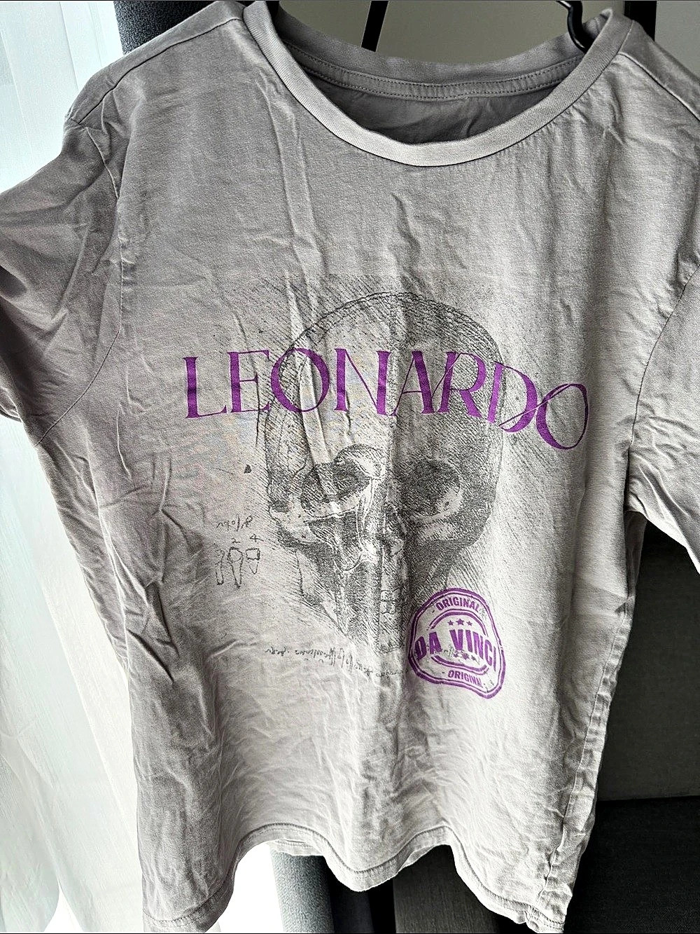 Leonardo Da Vinci Skull graphic tee Graphic Tee Gray